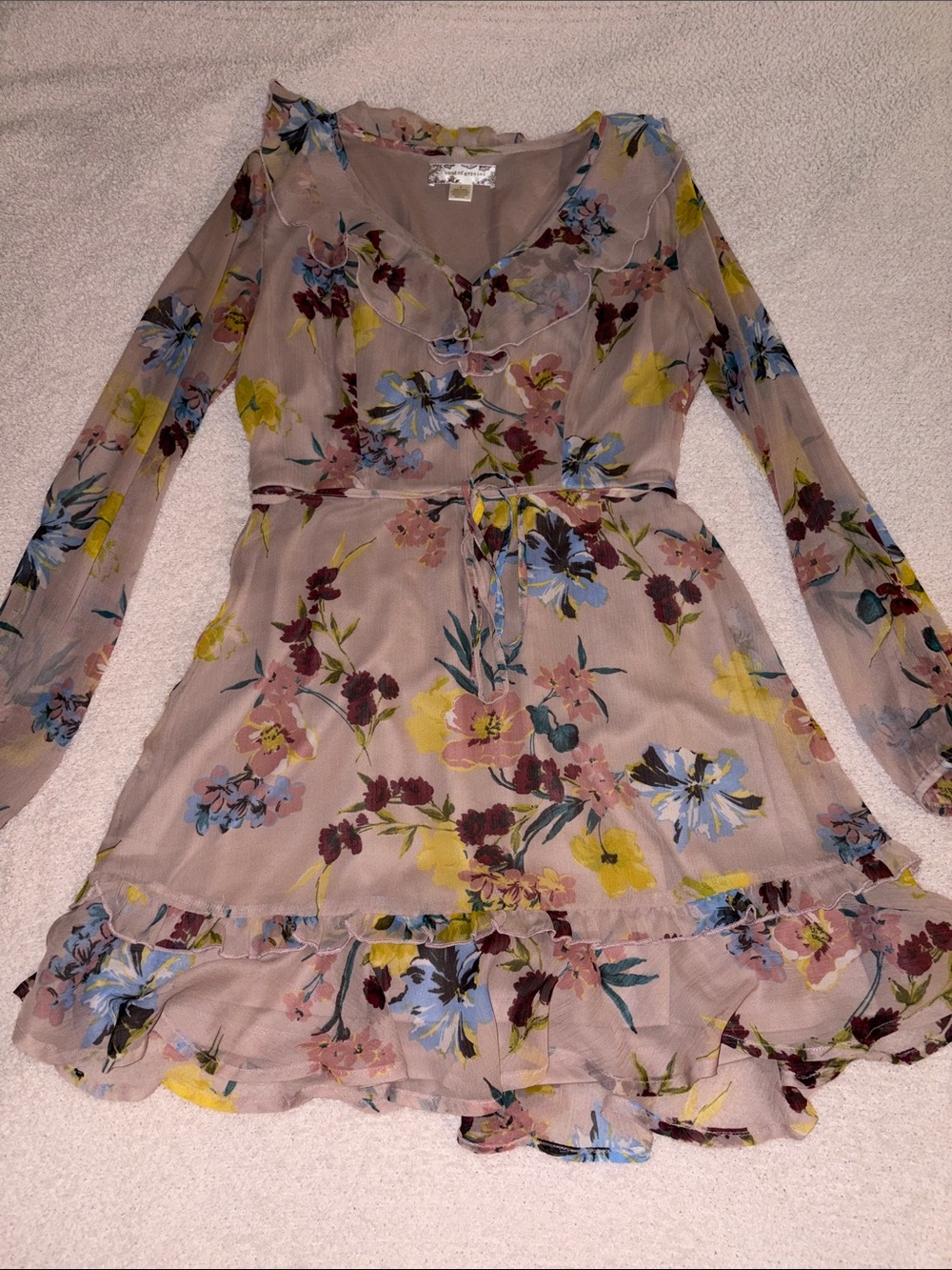 Band of Gypsies Floral Ruffle Wrap Dress